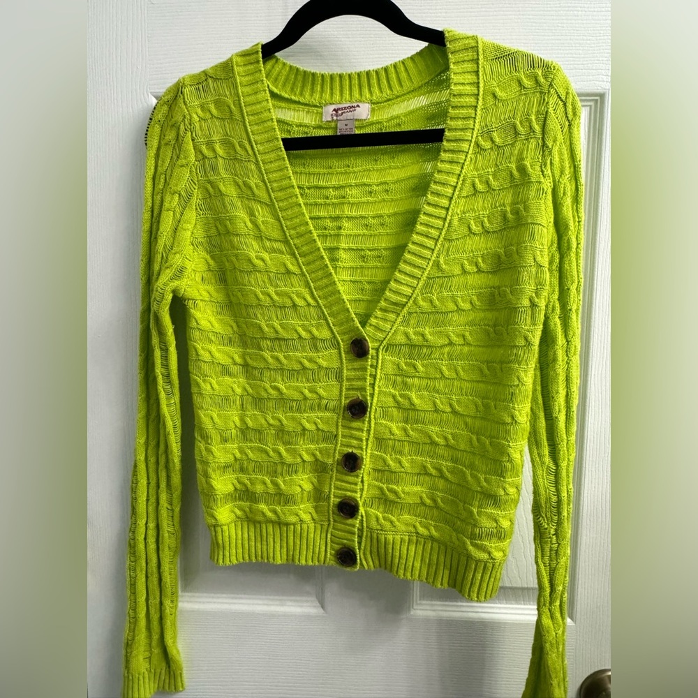 Neon green button down sweater Arizona Jeans